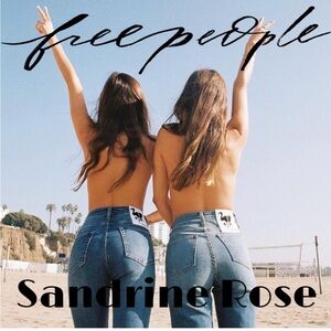 Sandrine Rose SR “the virgin label” Flare Jeans Raw Hem Distressed Medium Wash